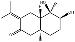 (4aR)-Decahydro-5α,6α-dihydroxy-5,8aβ-dimethyl-3-isopropylidenenaphthalen-2-one 结构式