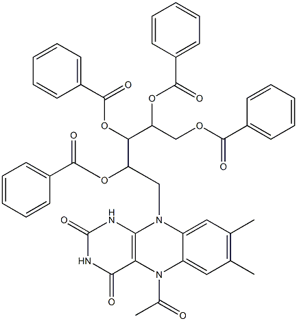 2',3',4',5'-tetrabenzoyl-5-acetyl-1,5-dihydroriboflavin 化学構造式