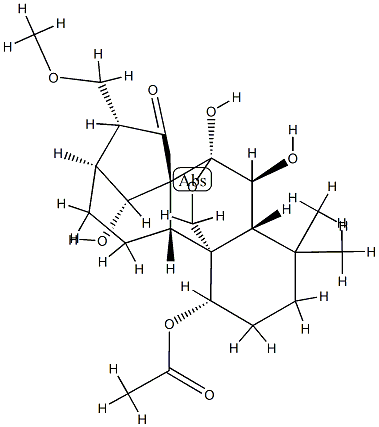 (14R,16R)-1α-Acetoxy-7α,20-epoxy-6β,7,14-trihydroxy-17-methoxykaurane-15-one Struktur