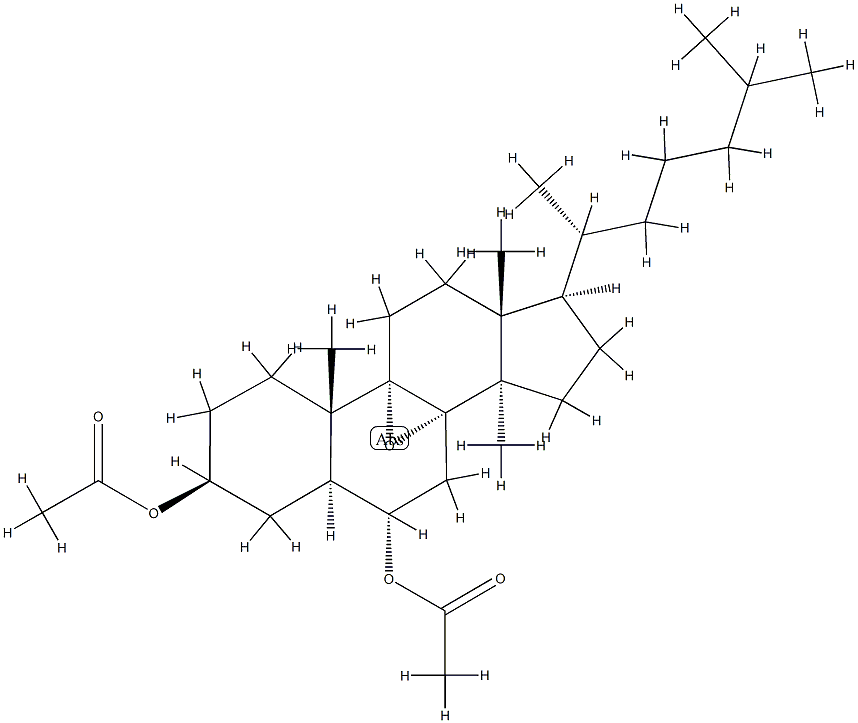 8α,9-エポキシ-14-メチル-5α-コレスタン-3β,6α-ジオールジアセタート 化学構造式