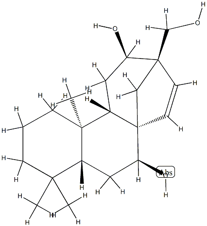(8S,13S)-13-Hydroxymethyl-17-norkauran-15-ene-7β,12β-diol Struktur