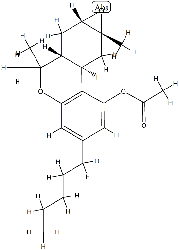 (6aR)-6aβ,7,7aβ,8a,9,9aα-Hexahydro-6,6,8aβ-trimethyl-3-pentyl-6H-oxireno[4,5]benzo[1,2-c][1]benzopyran-1-ol acetate Struktur