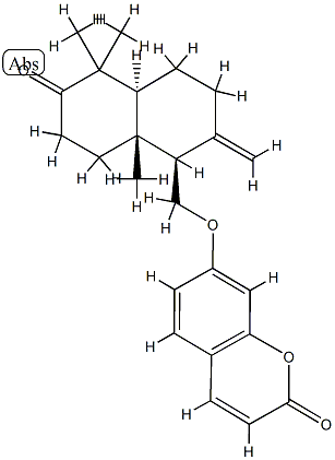 (-)-7-[[[(1R,4aβ)-Decahydro-5,5,8aα-trimethyl-2-methylene-6-oxonaphthalene]-1α-yl]methoxy]-2H-1-benzopyran-2-one 结构式