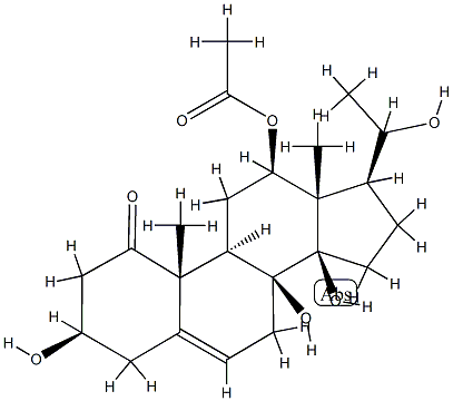 12β-Acetoxy-3β,8,14β,20-tetrahydroxypregn-5-en-1-one Struktur