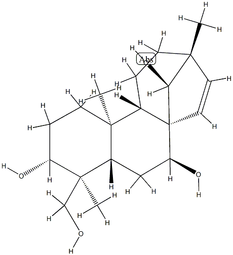 (4S,8R,13R,14S)-13-Methyl-17-norkaur-15-ene-3α,7β,14,18-tetrol Struktur