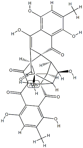 (1S,1'S,2R,2'R,3S,3'S,9aR,9'aR)-4-Deoxy-4,4a-dihydro-8,8'-dihydroxy-4-oxorugulosin Struktur