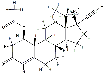 1-acetoxy-17-ethinyl-17-hydroxy-18-methyl-4-estren-3-one Struktur