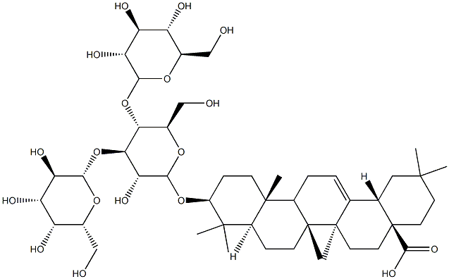 3α-[[4-O-β-D-Glucopyranosyl-3-O-β-D-galactopyranosyl-β-D-glucopyranosyl]oxy]olean-12-en-28-oic acid, 53043-29-1, 结构式