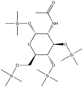 2-アセチルアミノ-1-O,3-O,4-O,6-O-テトラキス(トリメチルシリル)-2-デオキシ-α-D-グルコピラノース 化学構造式
