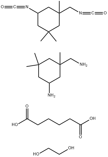 Hexanedioic acid, polymer with 5-amino-1,3,3-trimethylcyclohexanemethanamine, 1,2-ethanediol and 5-isocyanato-1-(isocyanatomethyl)-1,3,3-trimethylcyclohexane Struktur
