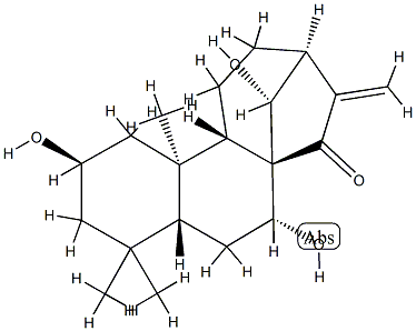(14R)-2β,7α,14-トリヒドロキシカウラ-16-エン-15-オン 化学構造式