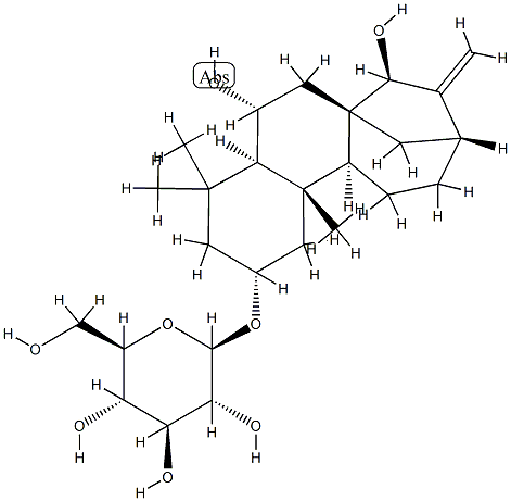 6β,15α-Dihydroxykaur-16-en-2β-yl β-D-glucopyranoside Struktur