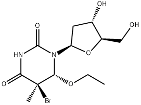 5-bromo-2'-deoxy-6-ethoxy-5,6-dihydro-beta-ribofuranosylthymine Struktur