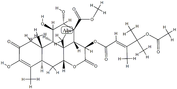 15β-[[(E)-4-アセトキシ-3,4-ジメチル-1-オキソ-2-ペンテニル]オキシ]-13,20-エポキシ-3,11β,12α-トリヒドロキシ-2,16-ジオキソピクラサ-3-エン-21-酸メチル 化学構造式