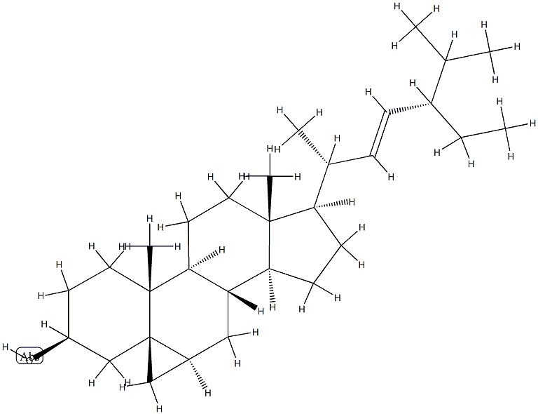 (5β,6α,22E)-3',6-ジヒドロシクロプロパ[5,6]スチグマスタ-22-エン-3β-オール 化学構造式