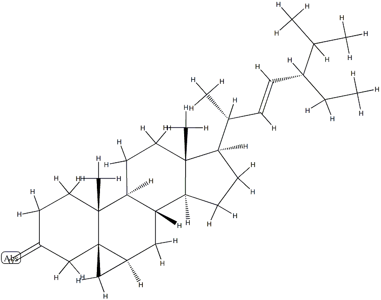 (5β,22E)-3',6α-ジヒドロシクロプロパ[5,6]スチグマスタ-22-エン-3-オン 化学構造式