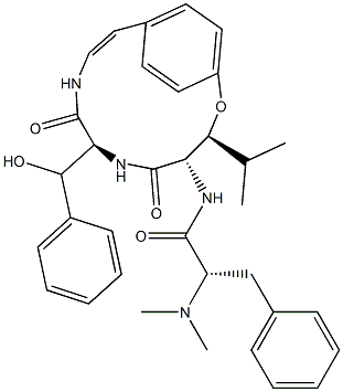 (S)-α-Dimethylamino-N-[(3S,4S,7S)-7-[(R)-phenylhydroxymethyl]-3-isopropyl-5,8-dioxo-2-oxa-6,9-diazabicyclo[10.2.2]hexadeca-10,12,14(1),15-tetren-4-yl]benzenepropanamide|