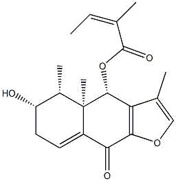 (4S)-4a,5,6,7-Tetrahydro-3,4aβ,5β-trimethyl-6β-hydroxy-4β-[(Z)-2-methyl-2-butenoyloxy]naphtho[2,3-b]furan-9(4H)-one Struktur