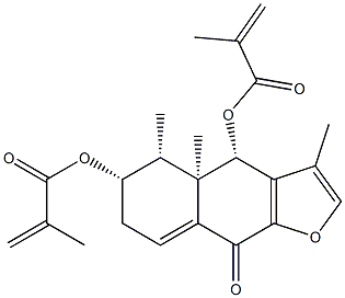 (4S)-4a,5,6,7-Tetrahydro-4,6β-dihydroxy-3,4aβ,5β-trimethylnaphtho[2,3-b]furan-9(4H)-one 4,6-bis(2-methylpropenoate) Struktur