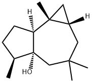 (1aS)-3,3,5β,7bβ-テトラメチル-1aβ,2,3,4,4a,5,6,7,7aα,7b-デカヒドロ-1H-シクロプロパ[e]アズレン-4aα-オール 化学構造式