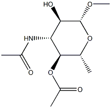 メチル3-(アセチルアミノ)-3,6-ジデオキシ-β-D-グルコピラノシド4-アセタート 化学構造式