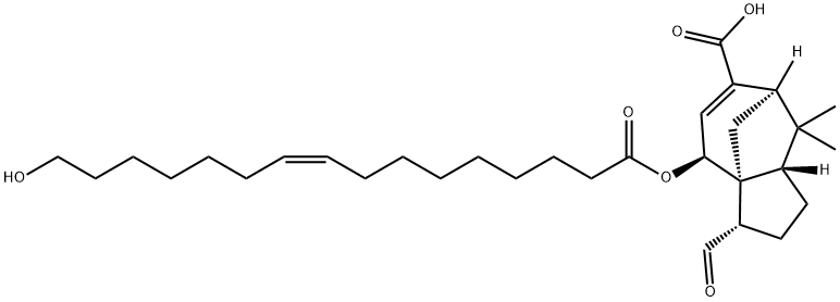 (3S)-3-Formyl-2,3,4,7,8,8aβ-hexahydro-4β-[[(Z)-16-hydroxy-1-oxo-9-hexadecenyl]oxy]-8,8-dimethyl-3aα,7α-methano-1H-azulene-6-carboxylic acid Struktur