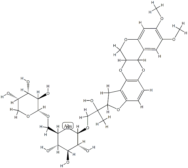 2-Hydroxy-2-(1,2,6a,12a-tetrahydro-8,9-dimethoxy-12H-[1]benzopyrano[4,3-b]furo[3,2-f][1,4]benzodioxin-2-yl)propyl 6-O-α-L-arabinopyranosyl-β-D-glucopyranoside Structure