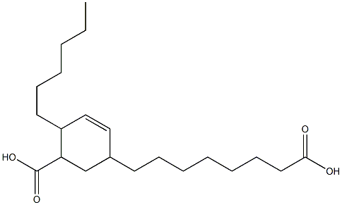 5(or 6)-carboxy-4-hexylcyclohex-2-ene-1-octanoic acid 化学構造式