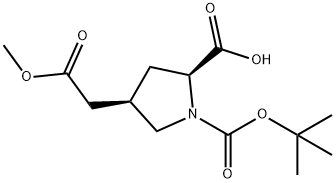 (2S,4R)-1-(叔丁氧基羰基)-4-(2-甲氧基-2-氧乙基)吡咯烷-2-羧酸, 540501-64-2, 结构式
