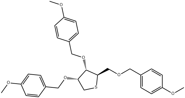 1,4-dideoxy-1,4-epithio-2,3,5-tris-O-[(4-methoxyphenyl)methyl]-D-Ribitol Structure