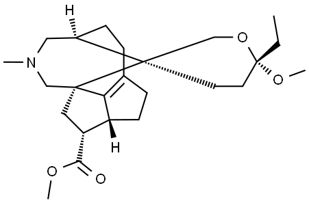 (4S,6'S,11R)-6'-Ethyl-2,3,4,5,5',6,6',7,8,8aα,9α,10-dodecahydro-6'-methoxy-2-methylspiro[1H-4,10aα-methanopentaleno[1,6-cd]azonine-11,3'(4'H)-[2H]-pyran]-9-carboxylic acid methyl ester,54370-35-3,结构式