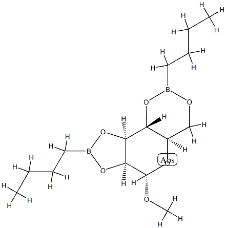 Methyl 2-O,3-O:4-O,6-O-bis(butylboranediyl)-α-D-mannopyranoside Struktur