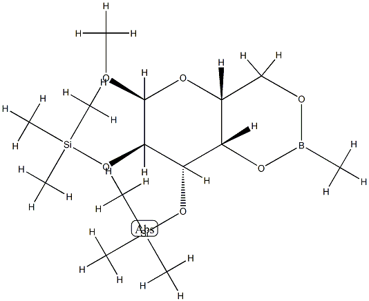 Methyl 2-O,3-O-bis(trimethylsilyl)-4-O,6-O-(methylboranediyl)-α-D-galactopyranoside Struktur
