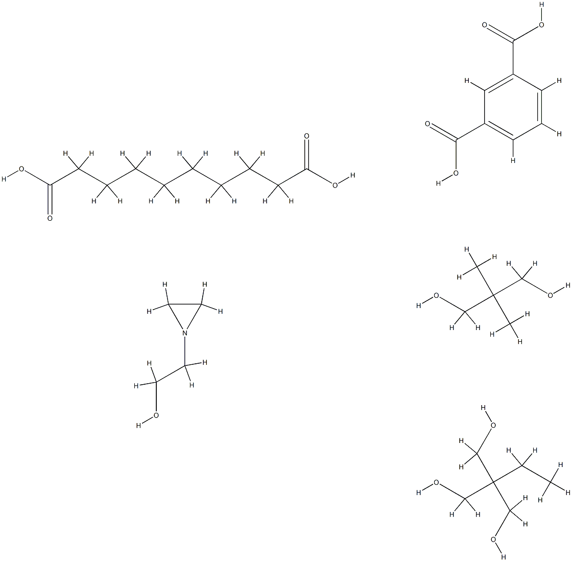 1,3-Benzenedicarboxylic acid, polymer with 1-aziridineethanol, decanedioic acid, 2,2-dimethyl-1,3-propanediol and 2-ethyl-2-(hydroxymethyl)-1,3-propanediol 结构式
