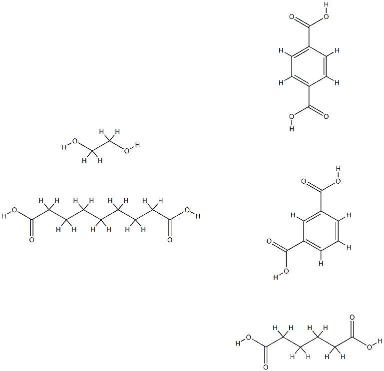 1,3-苯二酸与1,4-苯二酸、1,2-乙二醇、已二酸和壬二酸的聚合物, 54688-53-8, 结构式