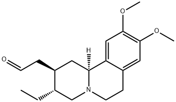 (2R)-3β-エチル-1,3,4,6,7,11bβ-ヘキサヒドロ-9,10-ジメトキシ-2H-ベンゾ[a]キノリジン-2α-アセトアルデヒド 化学構造式