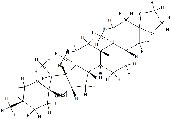 (20β,25R)-5α-スピロスタン-3-オンエチレンアセタール 化学構造式