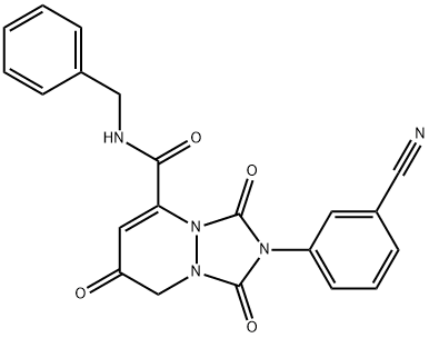 2-(3-氰基苯基)-2,3,7,8-四氢-1,3,7-三氧代-N-(苯基甲基)-1H-[1,2,4]三唑并[1,2-A]哒嗪-5-甲酰胺, 550368-41-7, 结构式