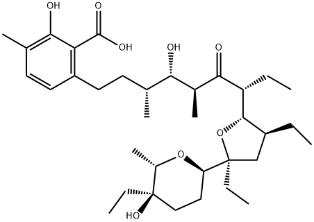 55051-80-4 6-[(3R,4S,5S,7R)-7-[(2S,3S,5S)-3,5-Diethyl-5-[(2R,5R)-tetrahydro-5-ethyl-5-hydroxy-6α-methyl-2H-pyran-2-yl]tetrahydrofuran-2-yl]-4-hydroxy-3,5-dimethyl-6-oxononyl]-2-hydroxy-3-methylbenzoic acid