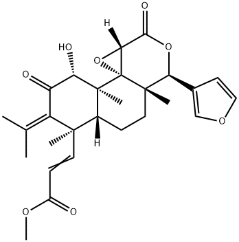 3-[(3S,5aβ,6R,9bR,10aβ)-3-(3-Furanyl)dodecahydro-7-(1-methylethylidene)-9α-hydroxy-3aβ,6,9aα-trimethyl-1,8-dioxonaphth[2,1-c]oxireno[d]pyran-6-yl]propenoic acid methyl ester 结构式