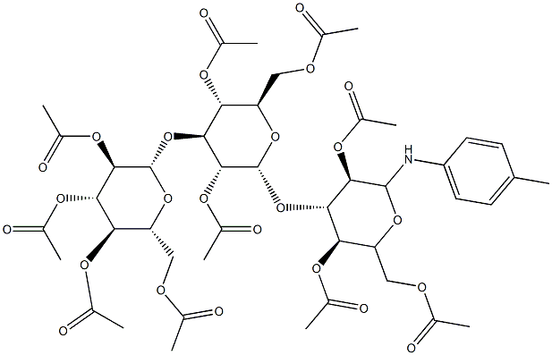 3-O-[2-O,4-O,6-O-トリアセチル-3-O-(2-O,3-O,4-O,6-O-テトラアセチル-β-D-グルコピラノシル)-β-D-グルコピラノシル]-1-[(4-メチルフェニル)アミノ]-1-デオキシ-D-グルコピラノース2,4,6-トリアセタート 化学構造式