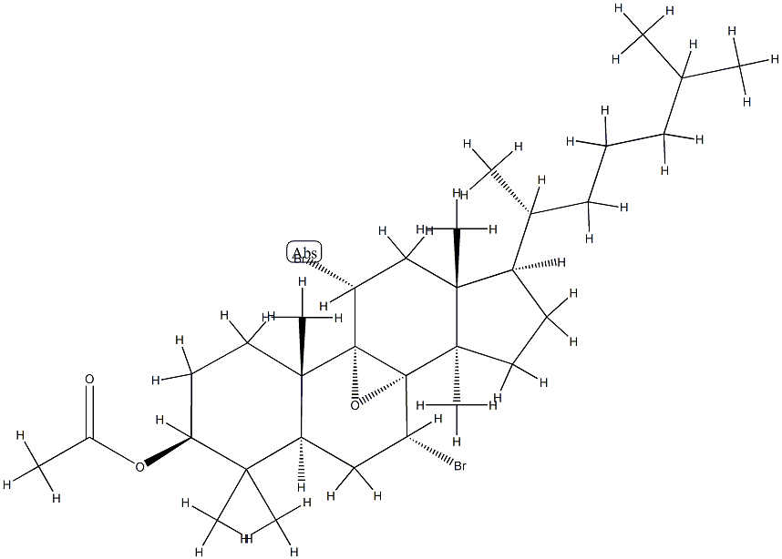 3β-Acetoxy-7α,11α-dibromo-8α,9α-epoxylanostane Structure