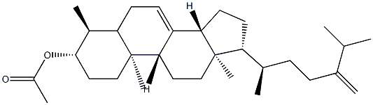 Ergosta-7,24(28)-dien-3-ol, 4-methyl-, acetate, (3beta,4alpha)- Structure