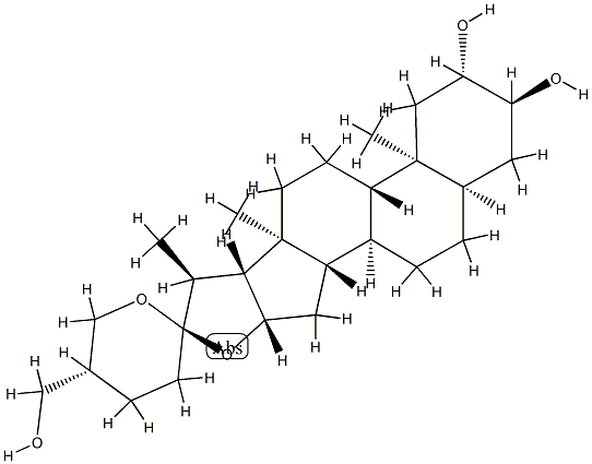 (25R)-5β-Spirostane-2β,3α,27-triol Structure