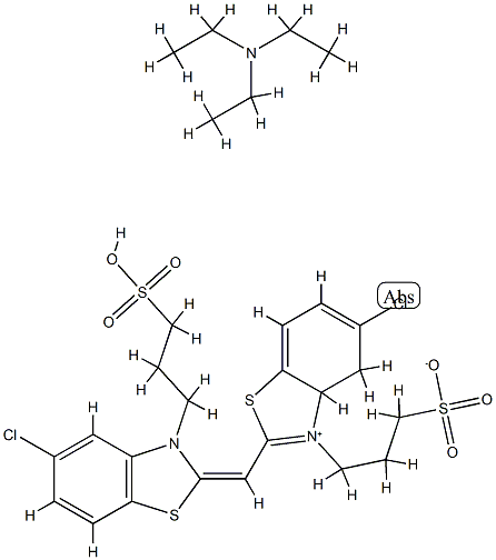hydrogen 5-chloro-2-[[5-chloro-3-(3-sulphonatopropyl)-3H-benzothiazol-2-ylidene]methyl]-3-(3-sulphonatopropyl)benzothiazolium, compound with triethylamine (1:1) Struktur
