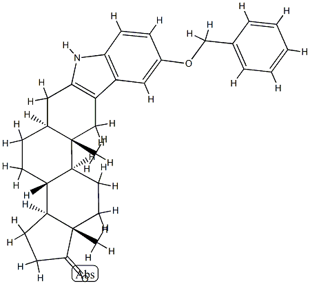 5'-(フェニルメトキシ)-1'H-5α-アンドロスタ-2-エノ[3,2-b]インドール-17-オン 化学構造式