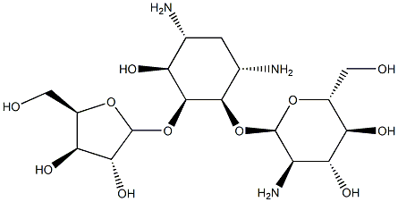 4-O-(2-Amino-2-deoxy-α-D-glucopyranosyl)-5-O-(β-D-xylofuranosyl)-2-deoxy-D-streptamine Struktur