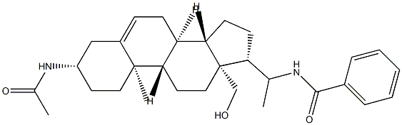 N-[3β-(アセチルアミノ)-18-ヒドロキシプレグナ-5-エン-20-イル]ベンズアミド 化学構造式