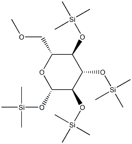 6-O-メチル-1-O,2-O,3-O,4-O-テトラキス(トリメチルシリル)-β-D-グルコピラノース 化学構造式