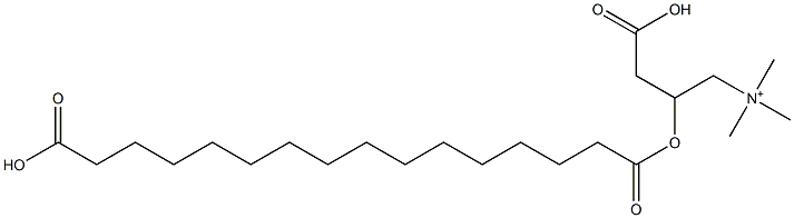 3-カルボキシラト-2-[(15-カルボキシ-1-オキソペンタデシル)オキシ]-N,N,N-トリメチル-1-プロパンアミニウム 化学構造式
